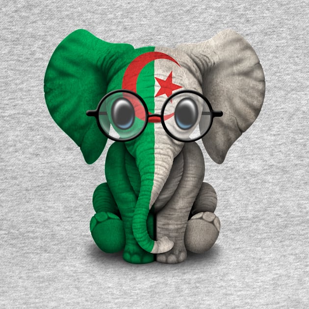 Baby Elephant with Glasses and Algerian Flag by jeffbartels